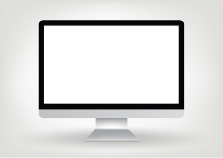 modern desktop computer monitor with blank screen isolated on  gray backgroundのイラスト素材