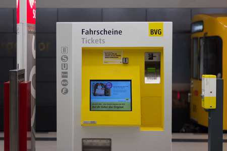 Berlin, Germany - march 30, 2016:  BVG ticket vending machine in metro station in berlin, germany.のeditorial素材