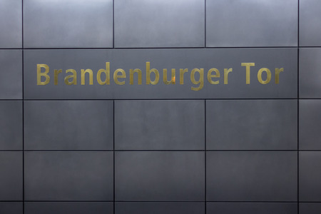 Berlin, Germany - march 30, 2016: Brandenburger Tor (Brandenburg Gate) sign at ubahn subway train station in berlin, germany.のeditorial素材