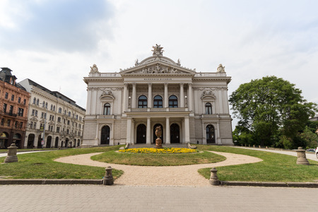 The front facade of the Mahen Theatre in Brno, Czech Republic.のeditorial素材