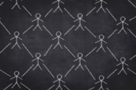 community concept , people network, drawing on chalkboardの写真素材