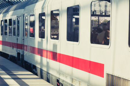 Berlin, Germany - September 9, 2016: ICE train on plattform at central train station in Berlin, Germany.のeditorial素材