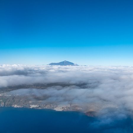 mountain summit above clouds, Pico del Teide, Tenerifeの写真素材