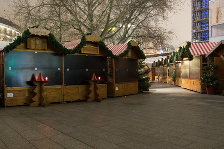 Berlin, Germany - december 20, 2016: Closed market stalls at Christmas Market in Berlin, the day after a truck drove into crowd of people.のeditorial素材