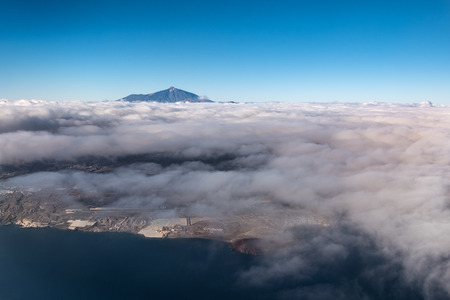 mountain summit above clouds, Pico del Teide, Tenerifeの写真素材
