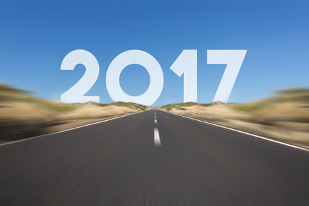Happy new year 2017 concept - road / highwayの写真素材