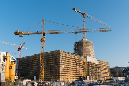 Berlin, Germany -January 10, 2017: The reconstruction of the Berlin City Palace (Stadtschloss / ...