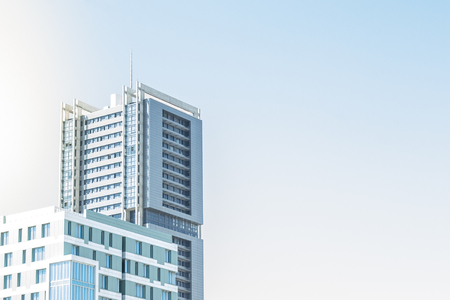 modern architecture, office building exterior blue sky