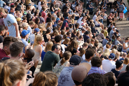 Many people in crowded parkのeditorial素材