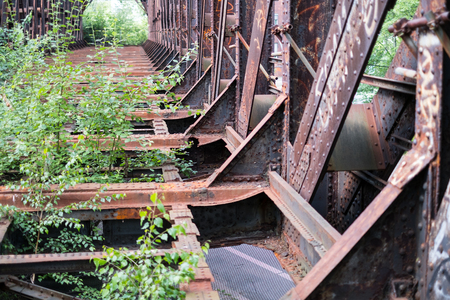 old rusty steel bridge construction , rusted steel beamsの写真素材