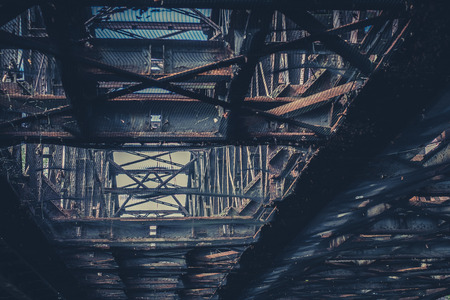 old rusty steel beam construction - rusted steel bridgeの写真素材