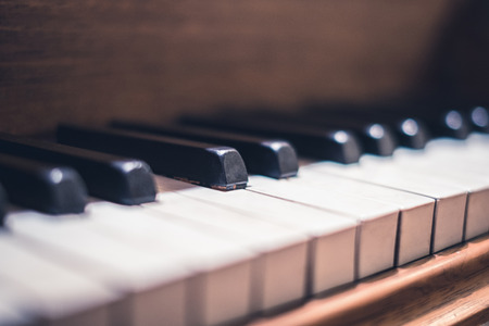 piano keys closeup - vintage piano macroの写真素材