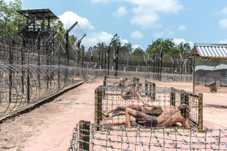 Inside the Coconut Tree Prison, the Vietnam War museum on Phu Quoc Island in Vietnamのeditorial素材