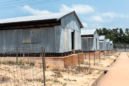 Inside the Coconut Tree Prison, the Vietnam War museum on Phu Quoc Island in Vietnamのeditorial素材