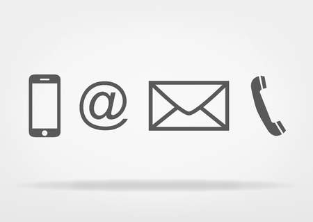 contact symbols - phone, mail, envelope flat icon vectorの写真素材