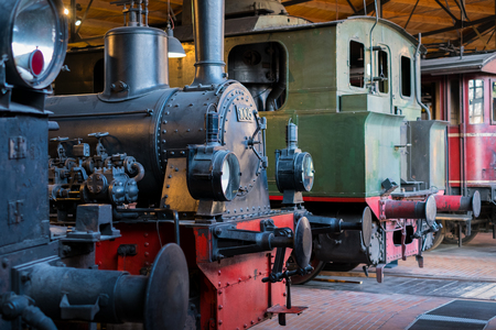 Old steam locomotives at the German Museum of Technology (DTMB)のeditorial素材