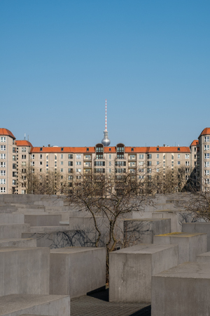 Berlin,Germany - april 2018: The Memorial to the Murdered Jews of Europe a.k.a. the Holocaust Memorial  Berlin, Germany -のeditorial素材