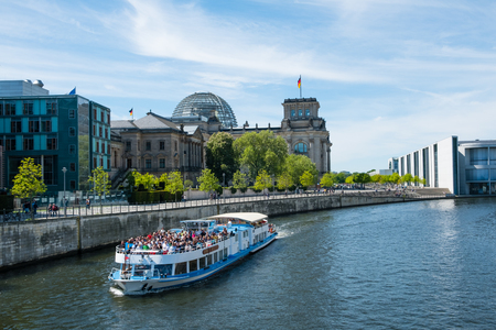 Spree at German reichstag building in Berlin, Germanyのeditorial素材