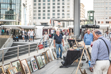 Flea market at Potsdamer Platz in Berlin, Germanyのeditorial素材