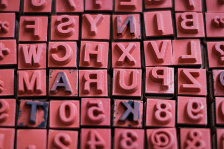 letter and number  stamps macro - alphabet letterpressの写真素材