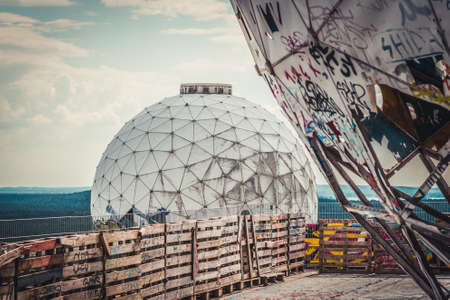 Radome at abandoned NSA field station / listening station on Teufelsberg in Berlin, Germanyのeditorial素材