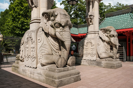 Berlin, Germany - july 2018: The Entrance Gate (Elephant Gate) of the Berlin Zoo / Zoological Garden in Berlin, Germanyのeditorial素材