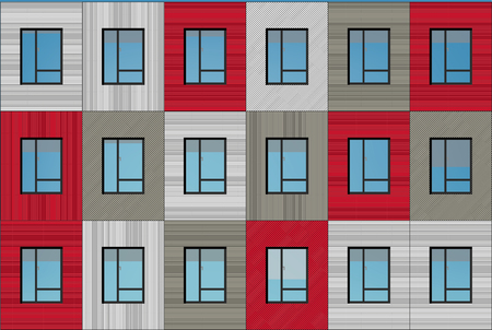 building facade illustration - apartment house vector graphicのイラスト素材