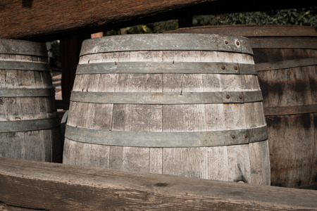 old wooden barrel, vintage wine barrel antique