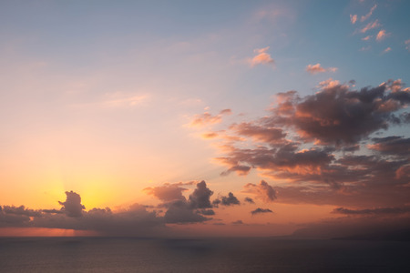 ocean sunset - scenic sky over water - evening sun background  -の写真素材