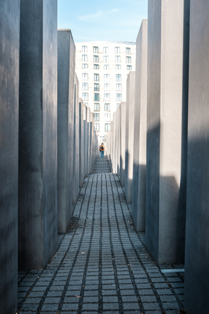 Inside the Memorial to the Murdered Jews of Europe aka Hocolcaust Memorial in Berlin, Germanyのeditorial素材