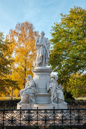 Statue of famous poet Johann Wolfgang Goethe in a park near Brandenburg gate. Berlin, Germanyのeditorial素材