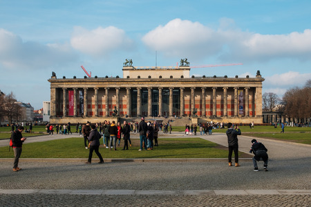Berlin, Germany - january 2019 : The front facade of the âAltes Museumâ (german for Old Museum) on Museum Island in Berlin, Germany.のeditorial素材