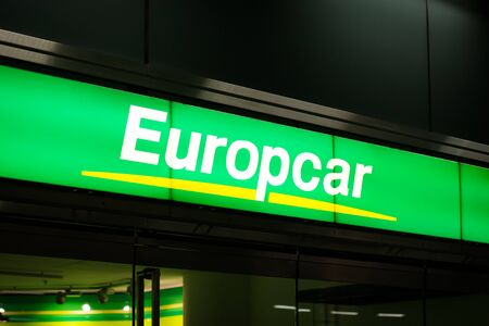 Europcar logo on store front. Sixt is a car rental companyのeditorial素材