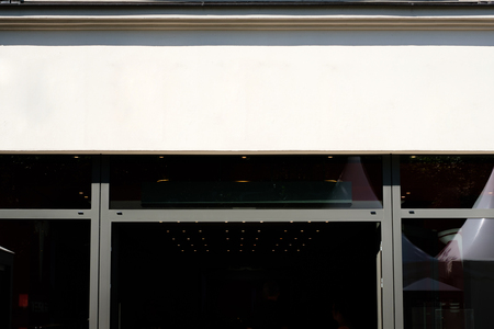 shop entrance, store front facade billboard mockup -の写真素材