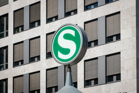 The S-Bahn logo sign, the symbol of the public train tranportation system in Berlinのeditorial素材