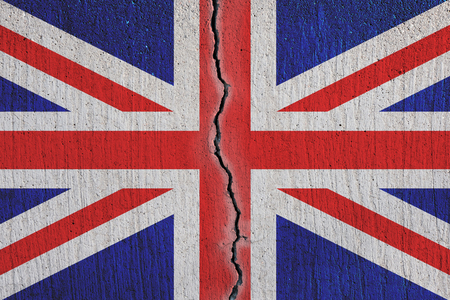 Britain flag breaking apart, cracked flag - Brexit conceptの写真素材