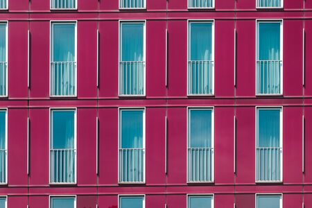 modern building facade - window pattern on hotel exteriorの写真素材