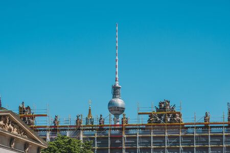 The television tower behind the German Historic Museum in Berlin, Germany