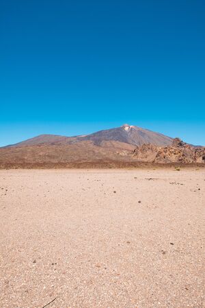 desert landscape with blue sky and mountain background, Teide, Tenerifeの写真素材