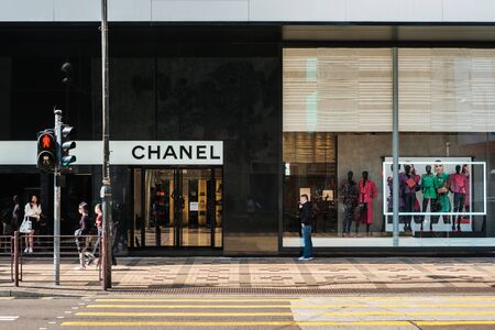 Store facade of the luxury fashion brand CHANEL in Hong Kongのeditorial素材