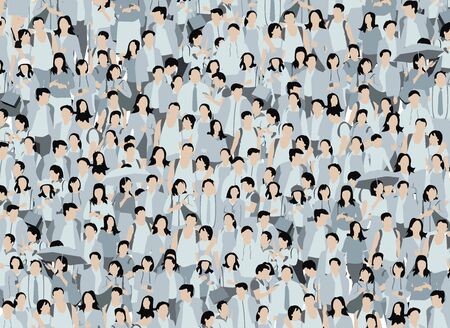 Illustration of huge crowd of asian peopleの写真素材