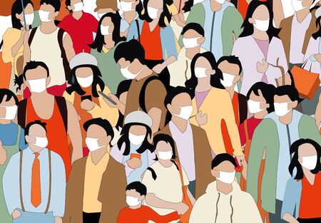 People wearing face mask illustration,の写真素材