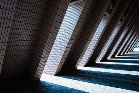 urban architecture tunnel , triangle shape   corridor -