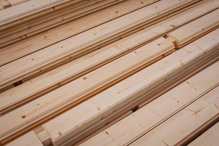 wooden beams, construction wood material -の写真素材