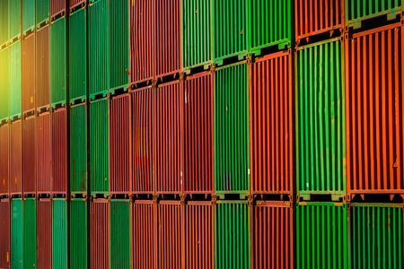 Stacked shipping container for global economy and commerce backgroundの写真素材
