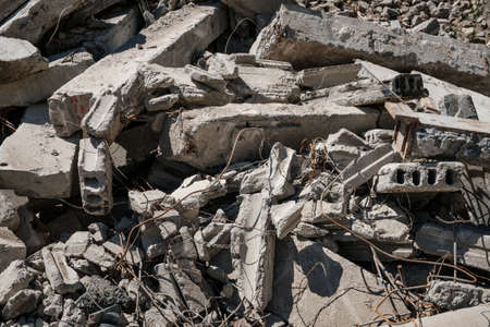concrete rubble from destroyed building for construcion material recyclingの写真素材