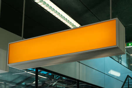 empty sign closeup on airport, blank signboard, mockupの写真素材