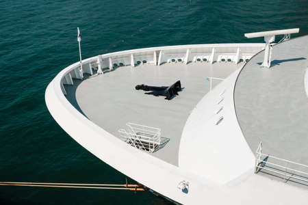 front of a cruise ship - anchor on big ship frontの写真素材