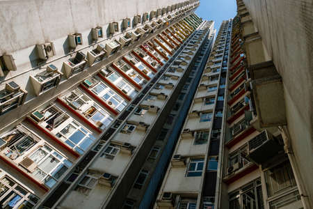 residential building facade, real estate exterior, HongKong -の写真素材