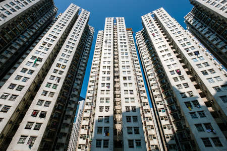 residential building facade, real estate exterior, Hong Kong -の写真素材